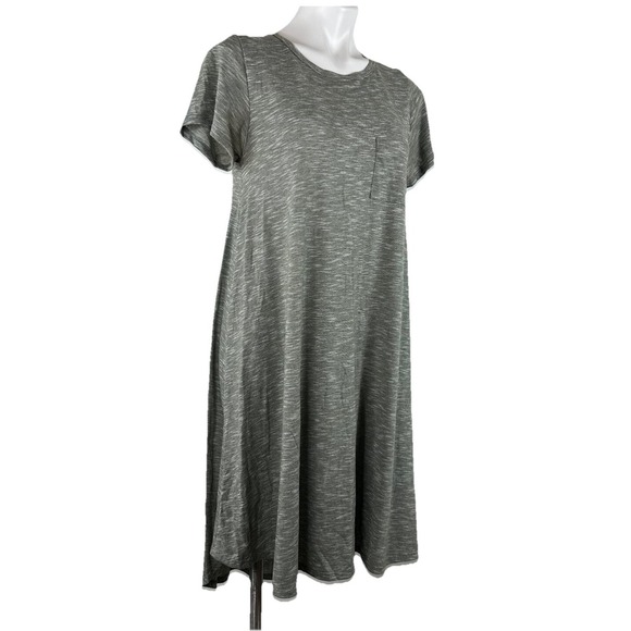 LuLaRoe Dresses & Skirts - Lularoe Carly Dress Small Heather Olive Green Hi‎ Lo Short Sleeve Solid Stretchy